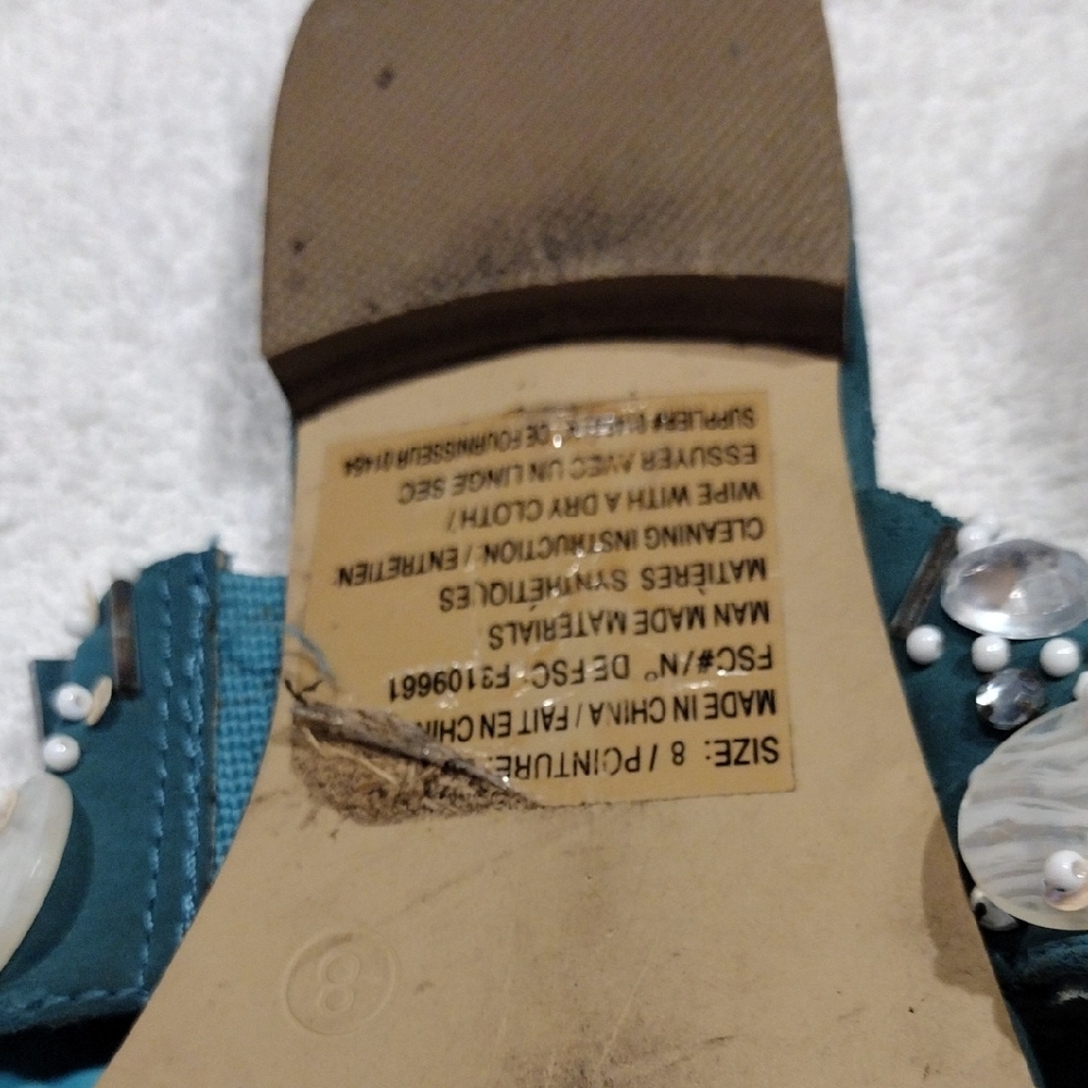 Embellished Teal Sandals - Picture 5 of 9